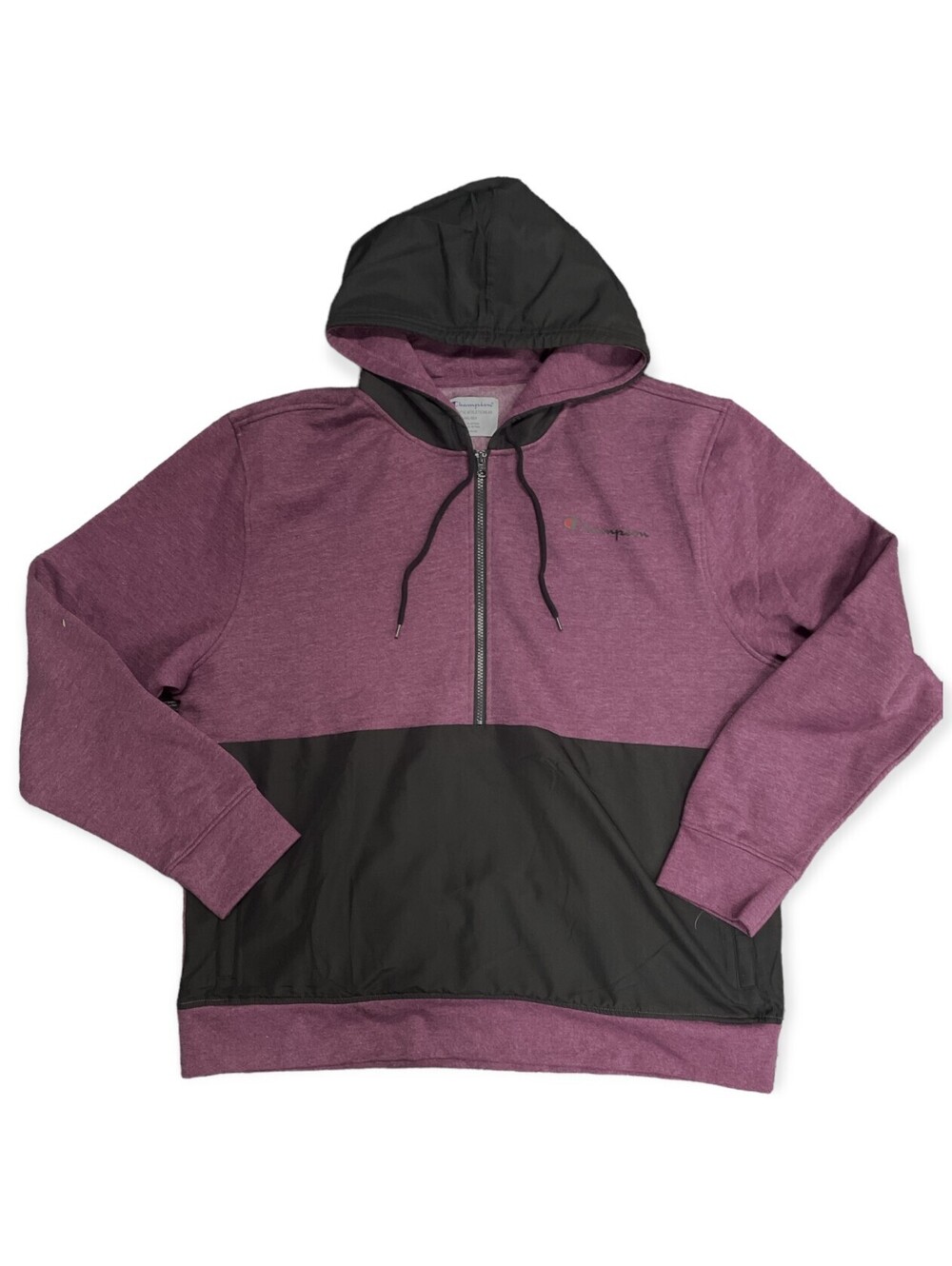 Champion Men's Pullover Sweater Hoodie Half Zip Plum Port Size Large